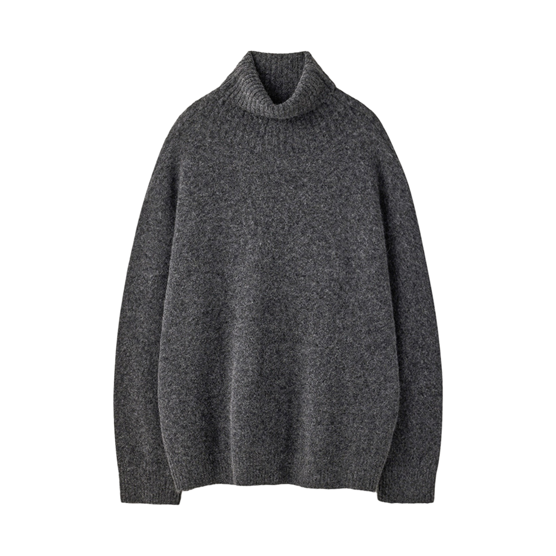 UM253APO12CH UMARMUNG Alpaca Ribbed Back Turtle Neck Pullover_Graphite