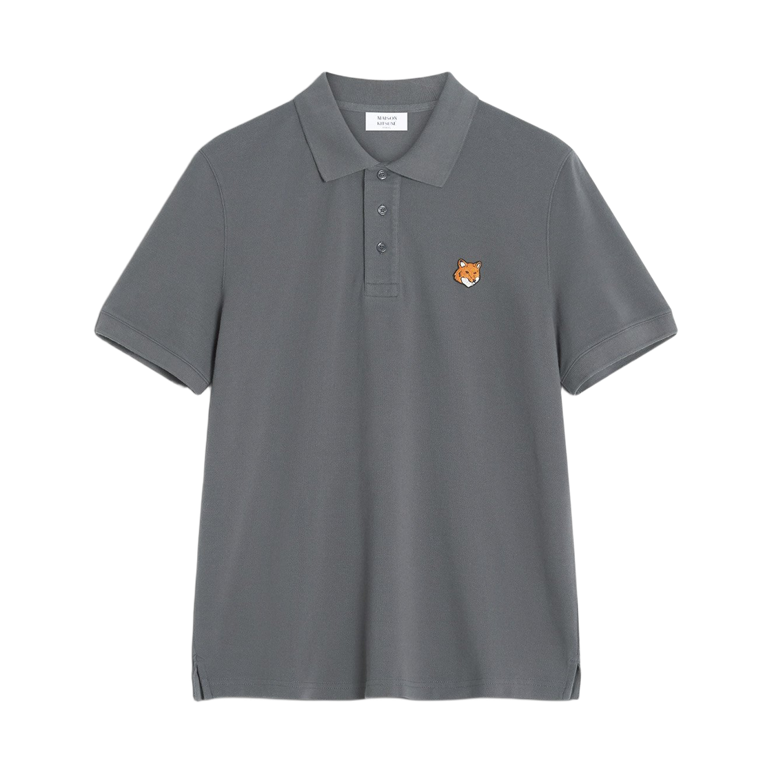 PM00209KP0002-P180 Maison Kitsune Fox Head Regular Polo Charcoal