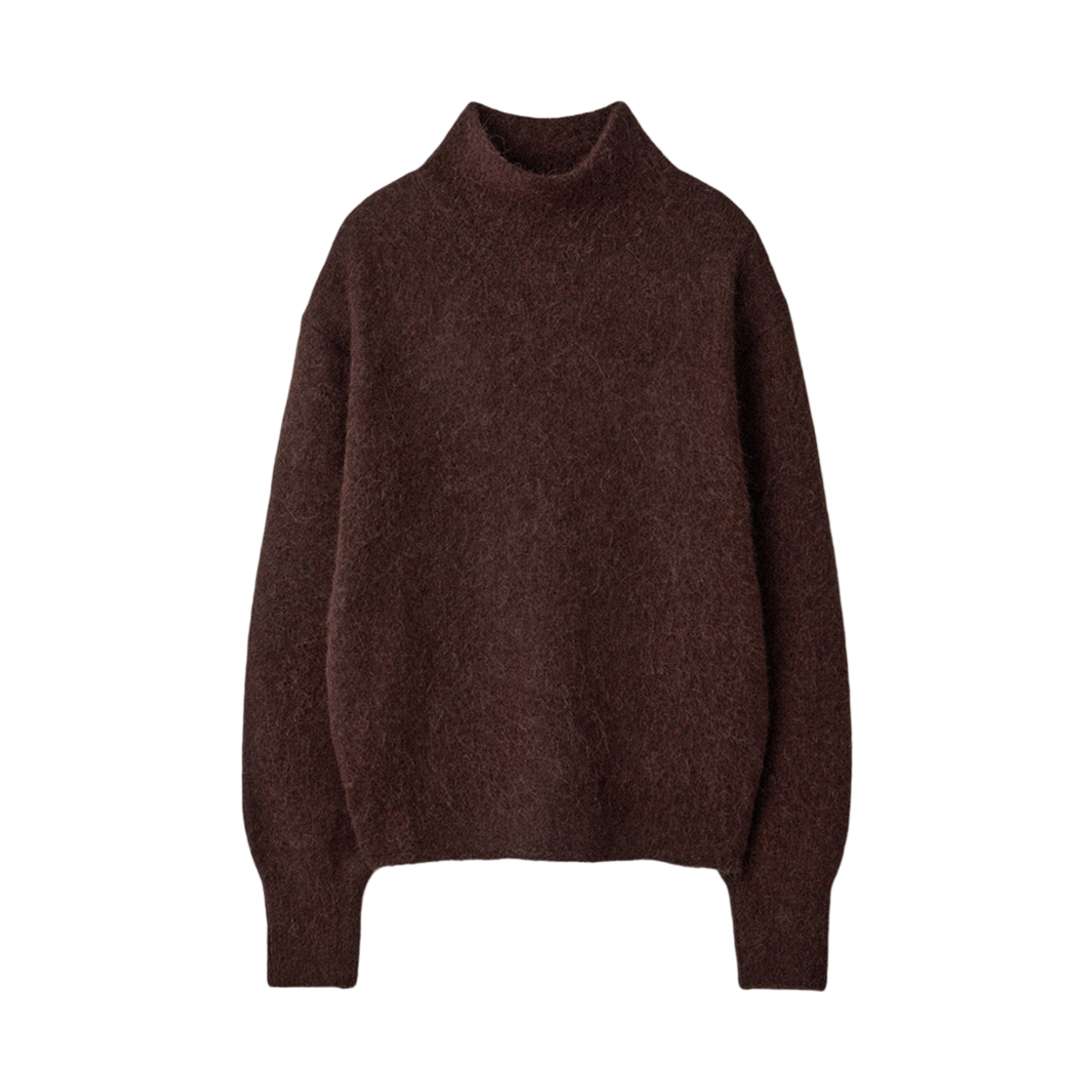 UM254WPO84BR UMARMUNG Peruvian Baby Alpaca Yarn High Neck Pullover_Brown