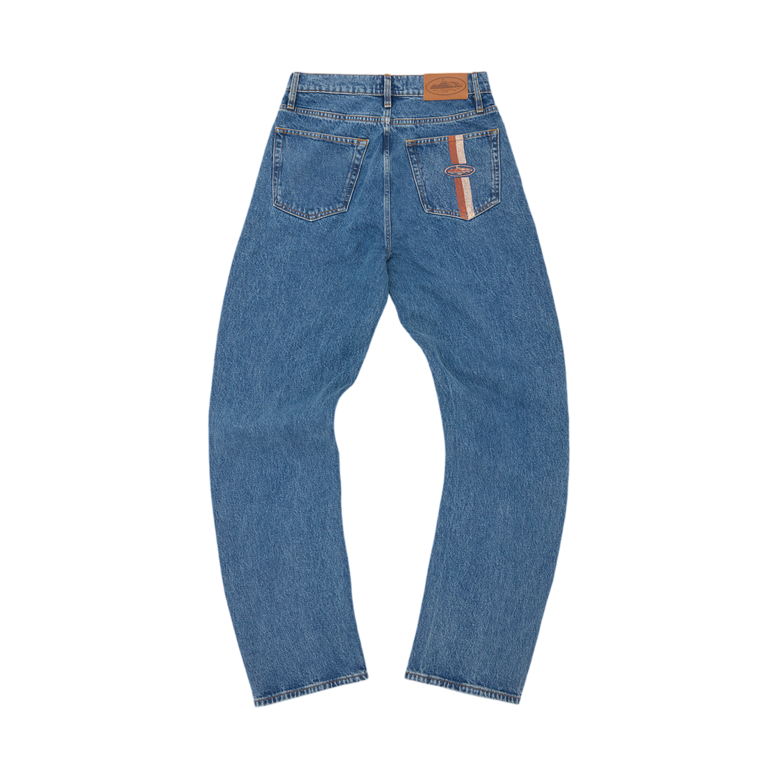 - Corteiz Dual Stripe Baggy Jeans Midwash