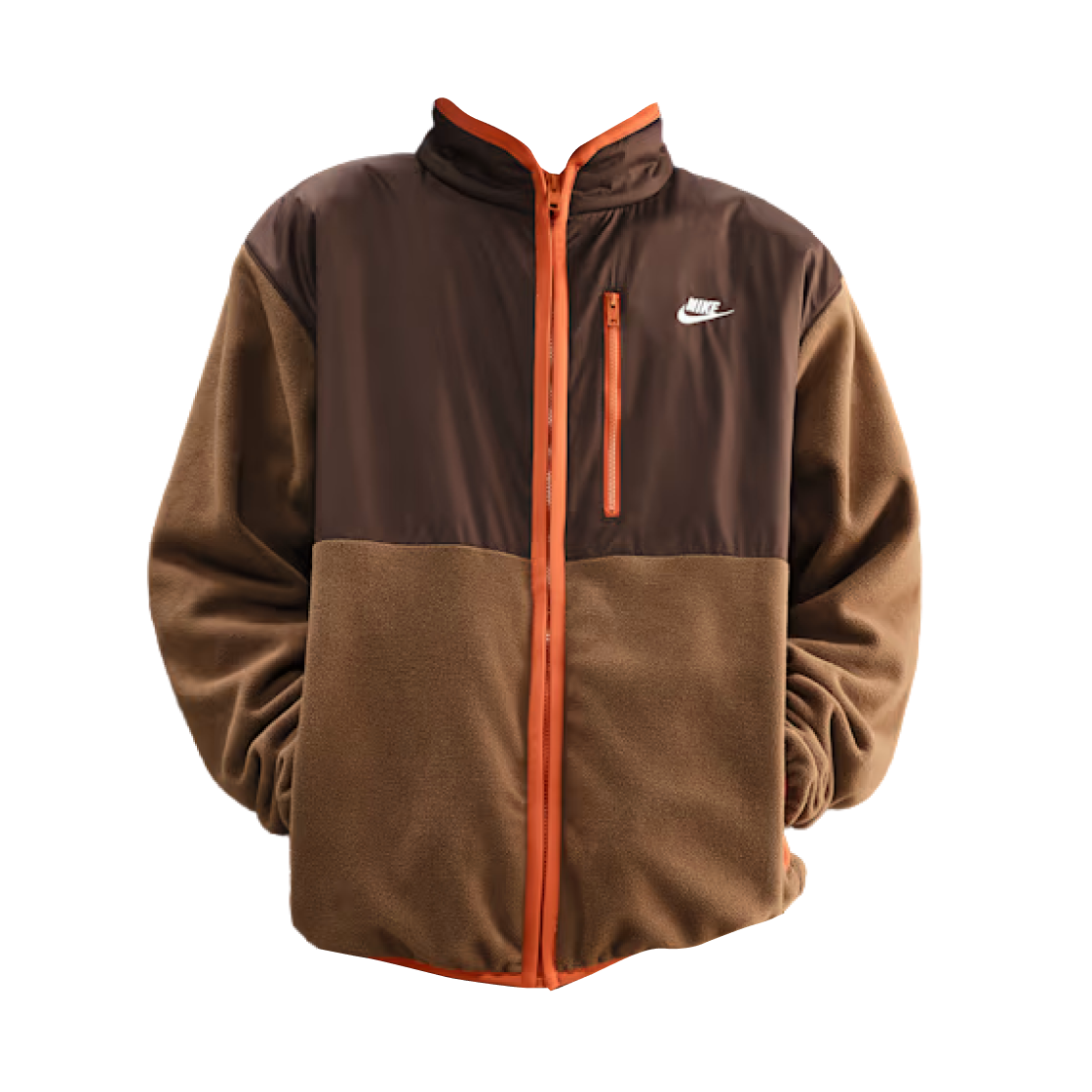 나이키 NSW 클럽 윈터라이즈드 풀 집 자켓 모스우드 브라운 바로크 브라운 - 아시아(Nike NSW Club Winterized Full Zip Jacket Mosswood Brown Baroque Brown - Asia) - 1