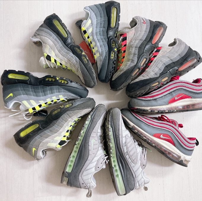 Nike Air Max 95 OG Neon Yellow 2020, Nike Air Max 98 Vast Grey Mint 착용 스타일