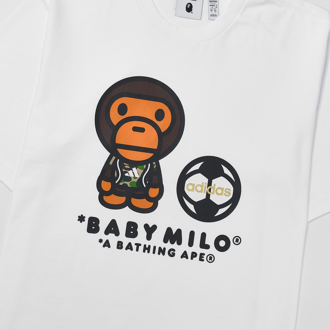 아디다스 x 베이프 베이비 마일로 티셔츠 화이트 - US 사이즈(Adidas x BAPE Baby Milo T-Shirts White - US Sizing) - 3