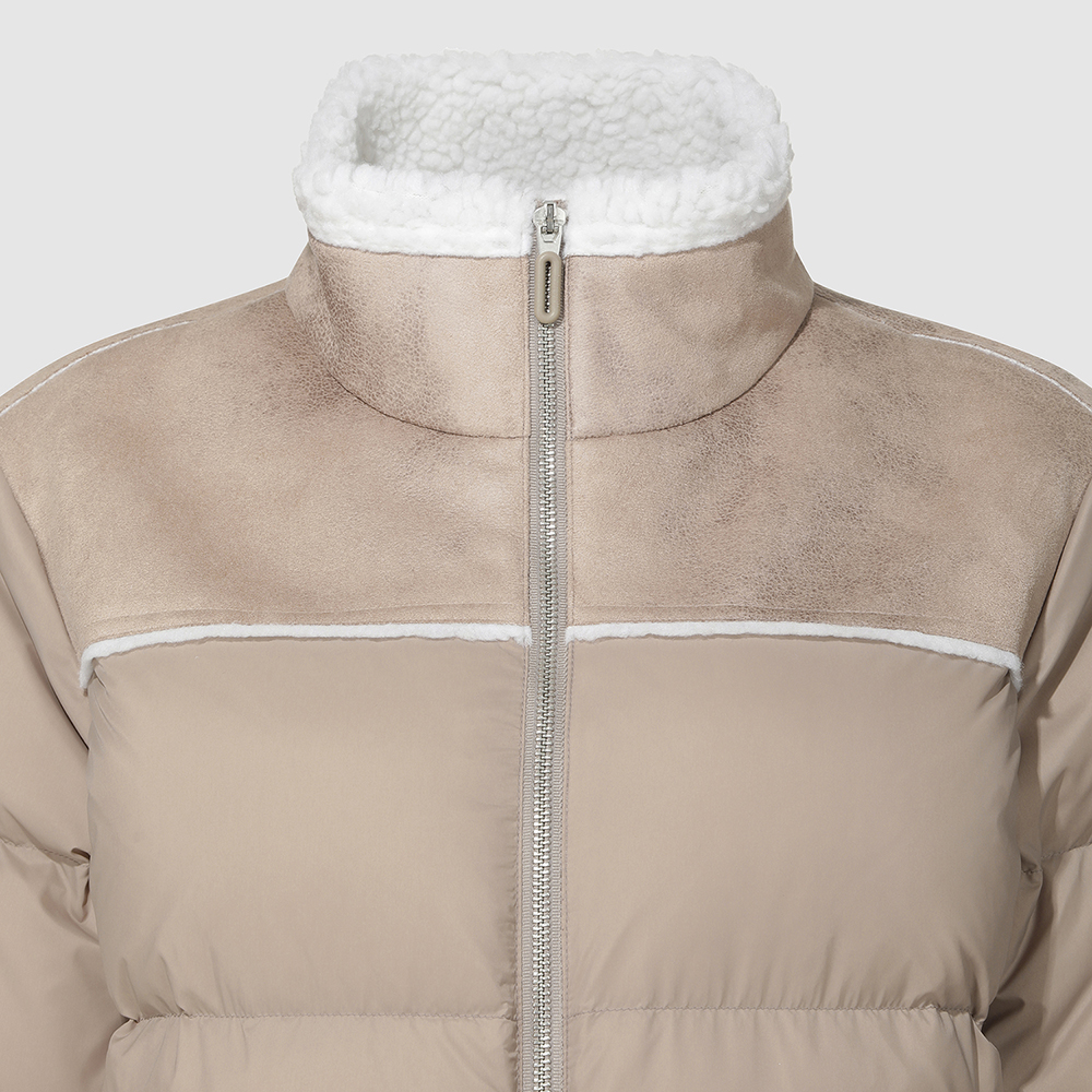 르꼬끄 스포르티브 여성 루즈핏 페이크 무스탕 다운 자켓 - 베이지 QQ422ODJN6(le coq sportif Women's Loose-Fit Faux Shearling Down Jacket Dark Beige) - 5