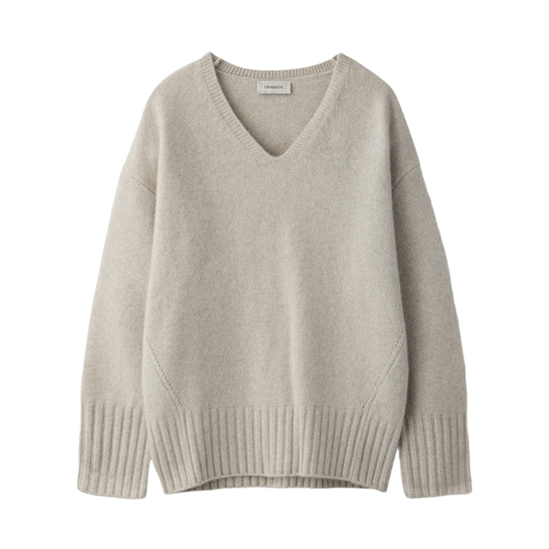UM254WPO60IV UMARMUNG Wool Cashmere Oversized V Neck Pullover_Lamb