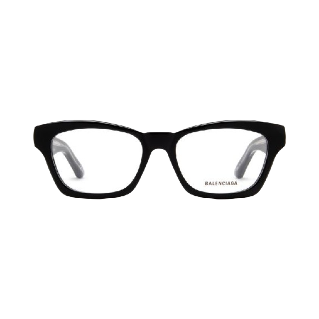 BB0242O001 Balenciaga Logo Temple Square Eyeglasses Black