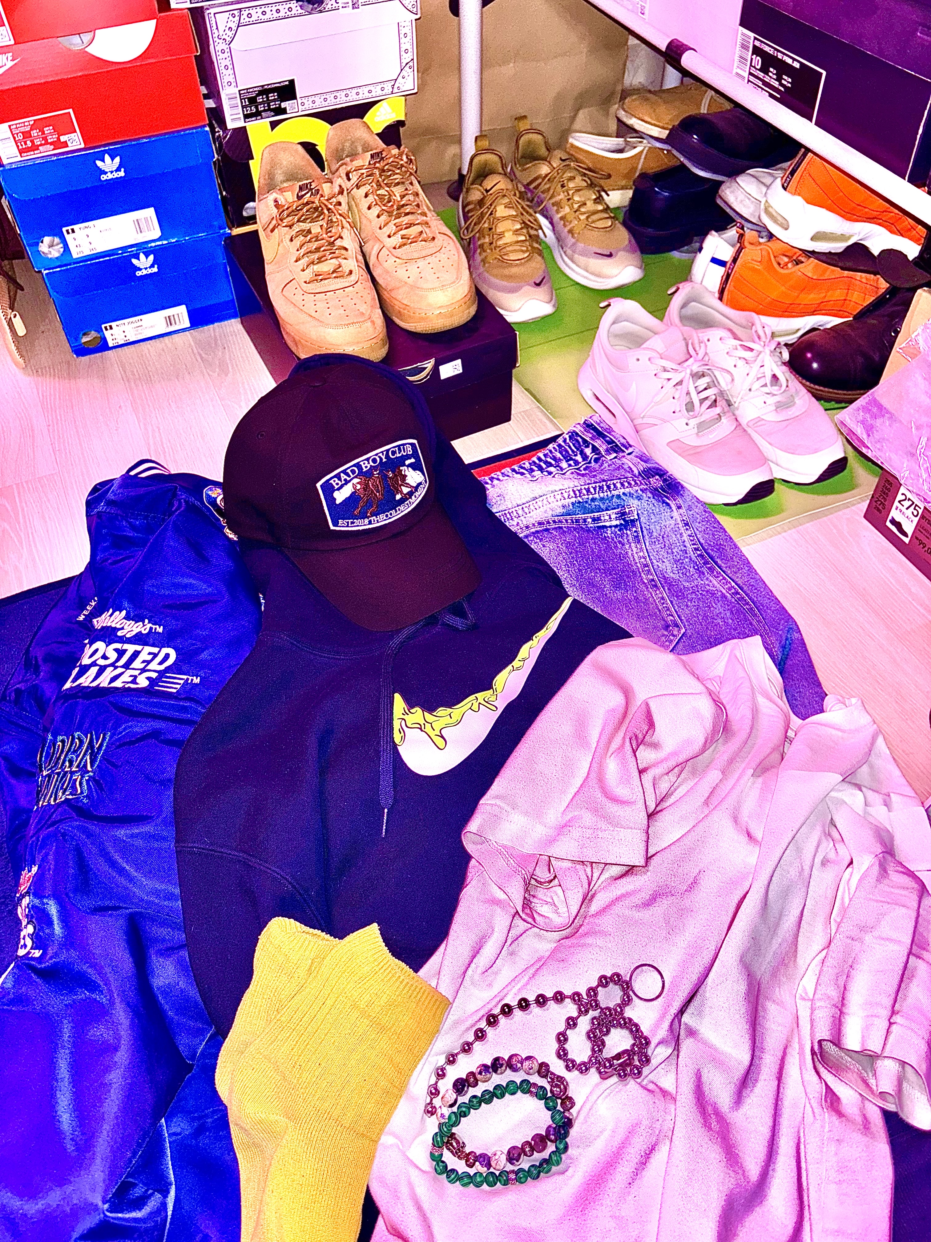 Nike Air Force 1 '07 WB Flax, WKNDRS x Kellogg's H.O.F Jacket Blue 착용 스타일 - 2