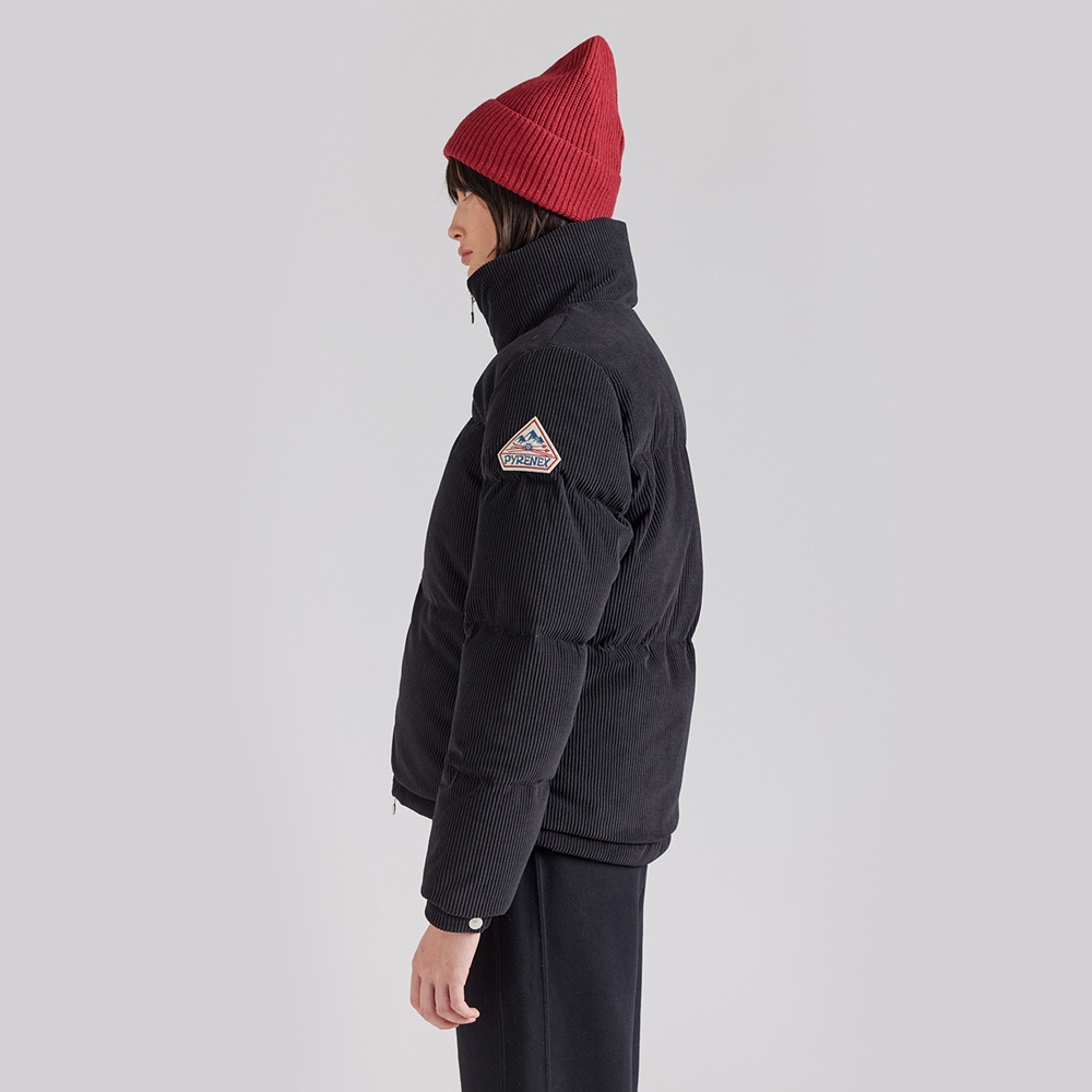 피레넥스 (24FW) 골딘 숏 다운 자켓 인 리브드 벨벳 - 블랙(Pyrenex (24FW) GOLDIN Short Down Jacket in ribbed velvet - Black) - 4