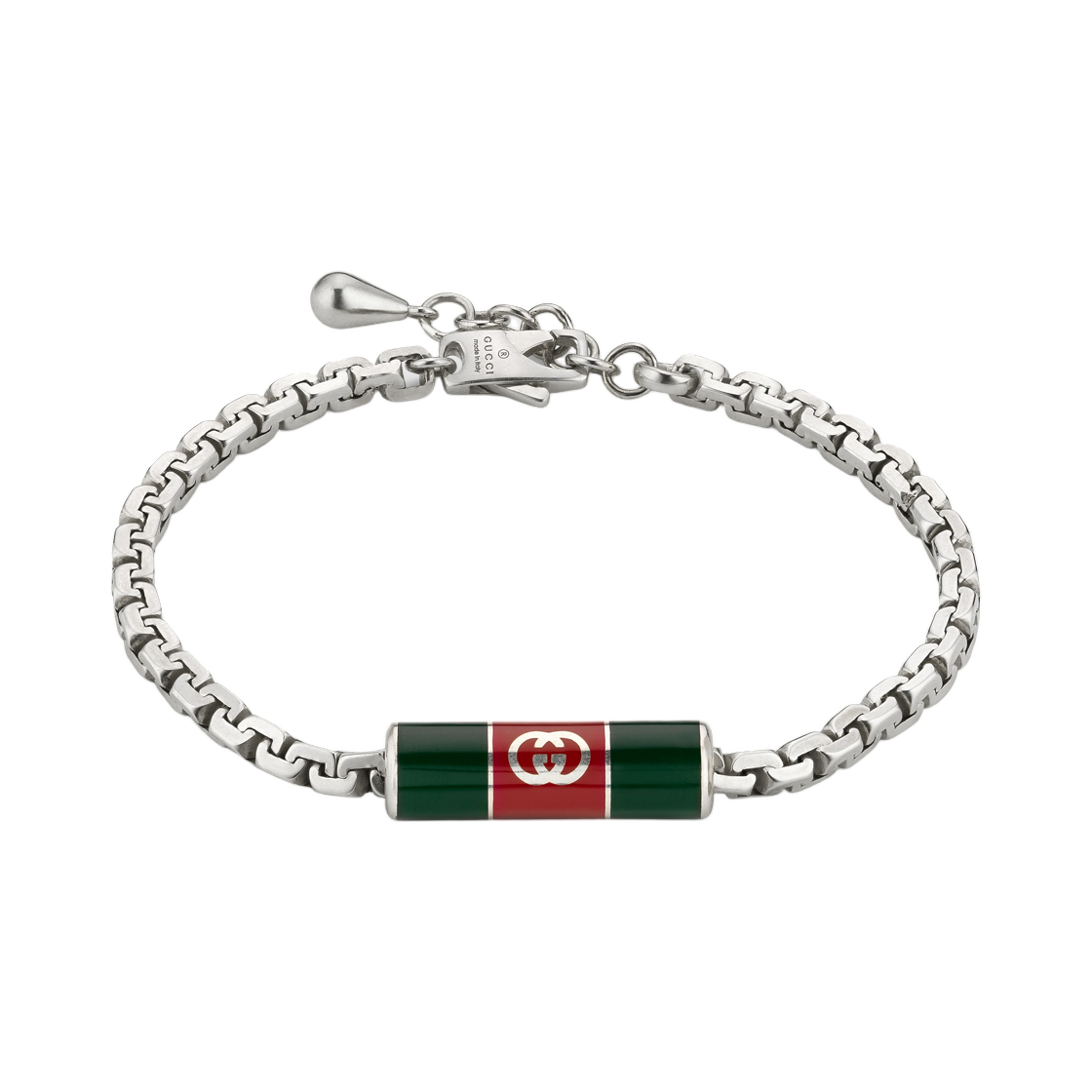 구찌 웹 디테일 브레이슬릿 실버 그린 레드(Gucci Web Detail Bracelet Silver Green Red)