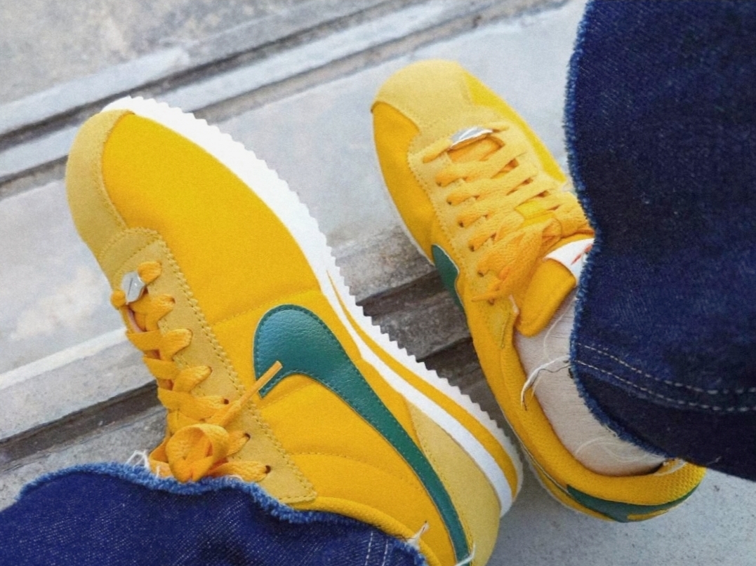 (W) Nike Cortez Textile Yellow Ochre Safety Orange 착용 스타일