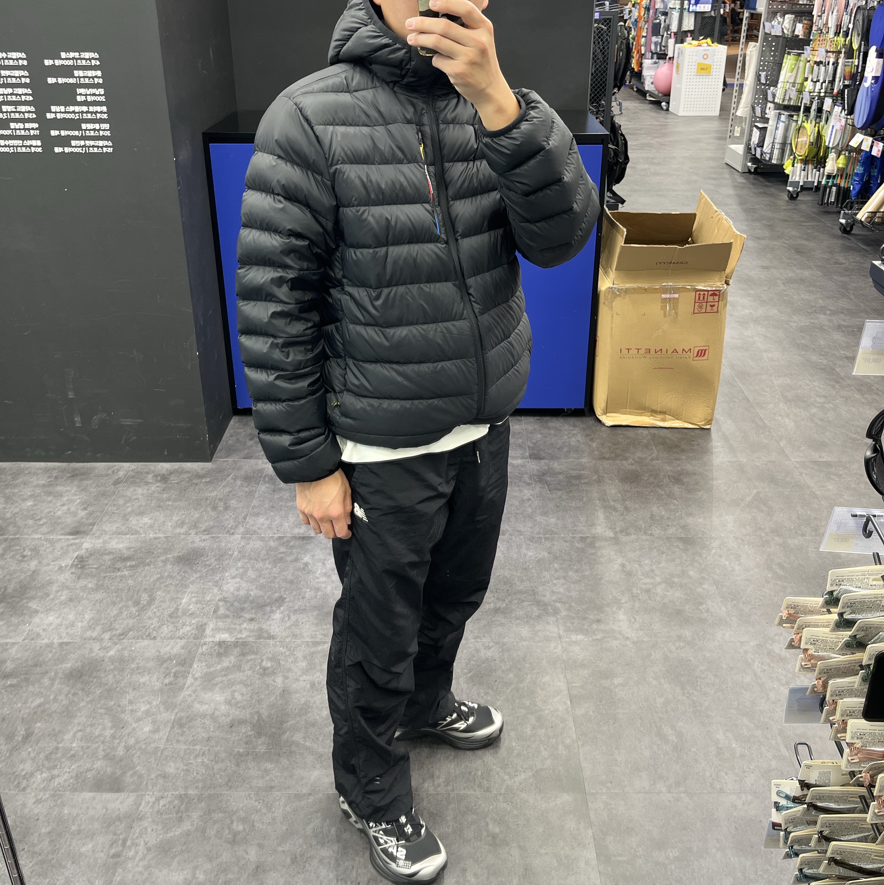 Salomon X-Fuse Hooded Down Jacket Black, Salomon x MM6 Masion Margiela XT-MM6 Black Ftw Silver 착용 스타일