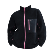 (W) Nike NSW Full Zip High-Pile Fleece Jacket Black Playful Pink - Asia