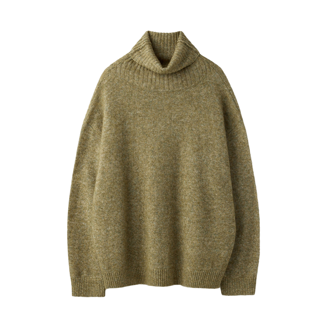 UM253APO12GN UMARMUNG Alpaca Ribbed Back Turtle Neck Pullover_Pistachio