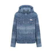 Dior Label Cotton Jacquard Hooded Blouson Jacket Blue