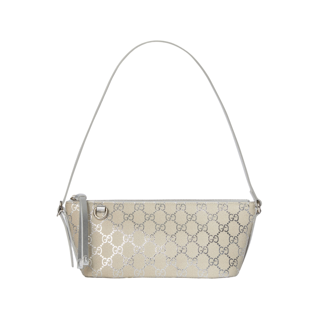 847281-FAFEL-8741 Gucci GG Emblem Small Shoulder Bag Silver