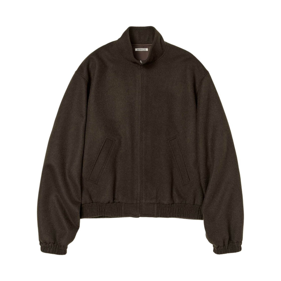 오라리 베이비 캐시미어 카멜 플란넬 집 블루종 다크 브라운(Auralee Baby Camel Flannel Zip Blouson Dark Brown)