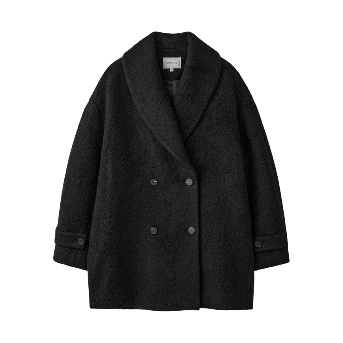 UM254ACT106BK UMARMUNG Wool Alpaca Shawl Collar Half Coat_Black