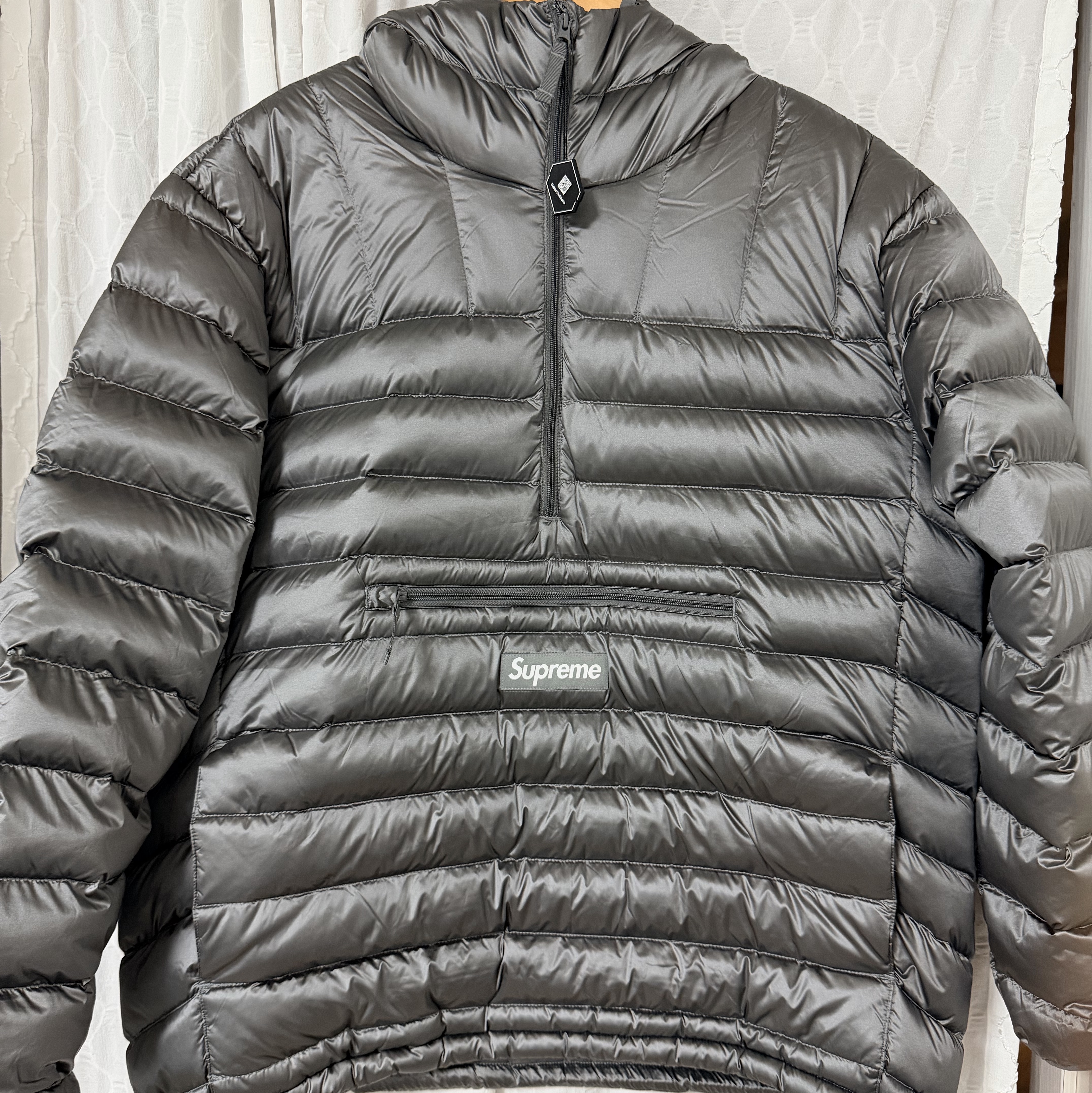 Supreme Micro Down Half Zip Hooded Pullover Silver - 25FW 착용 스타일 - 1