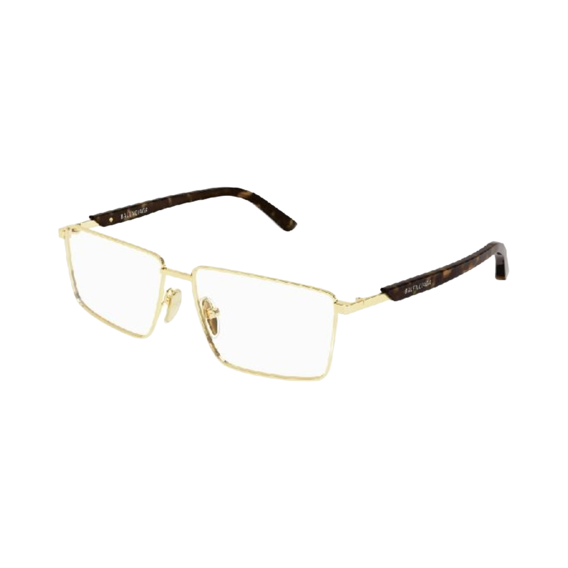 BB0247O002 Balenciaga Logo Square Metal Eyeglasses Gold