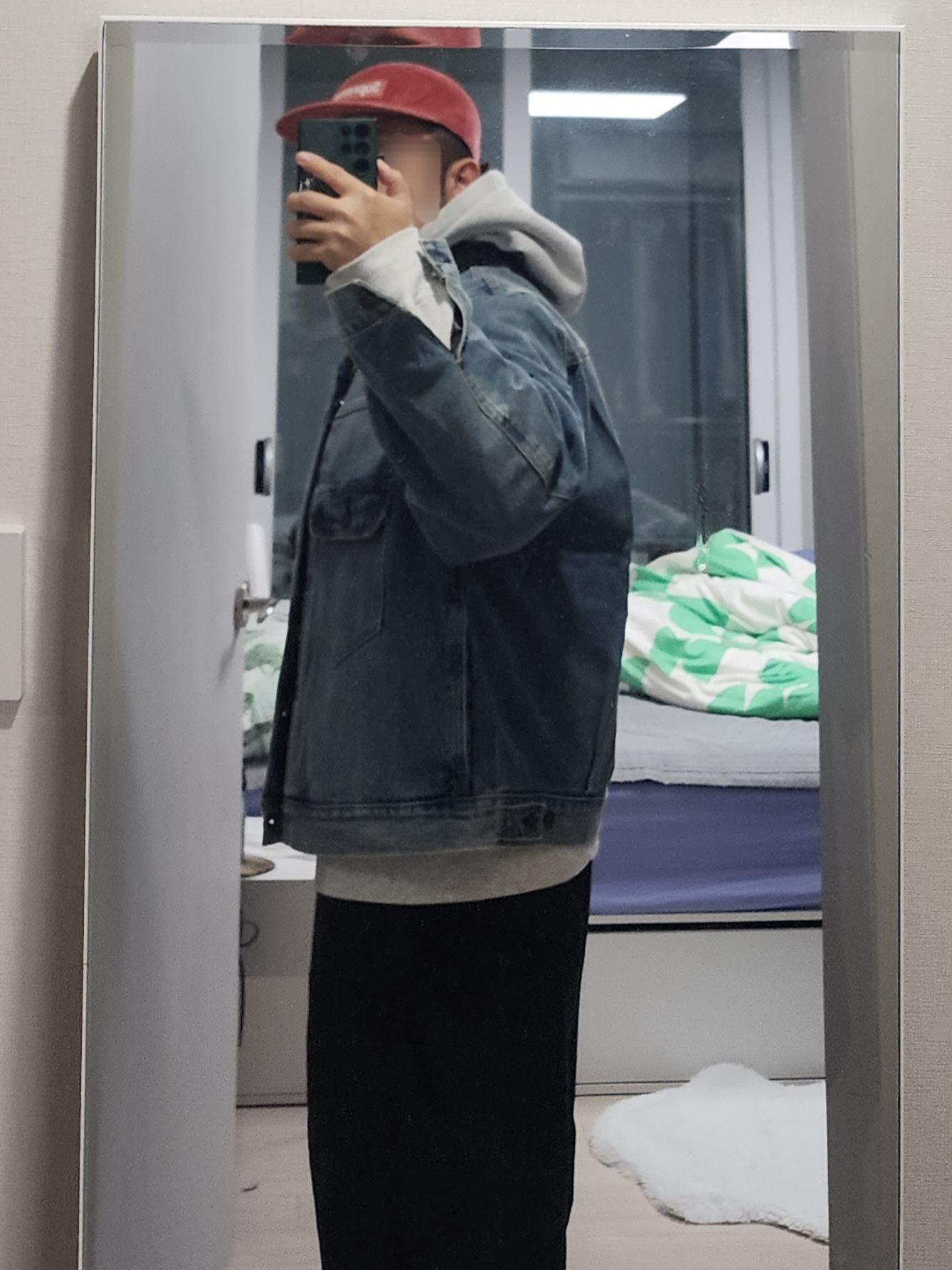 Levi's x Barbour Type II Trucker Jacket Vintage Washed Denim, Supreme Box Logo Hooded Sweatshirt Ash Grey - 23FW 착용 스타일 - 3