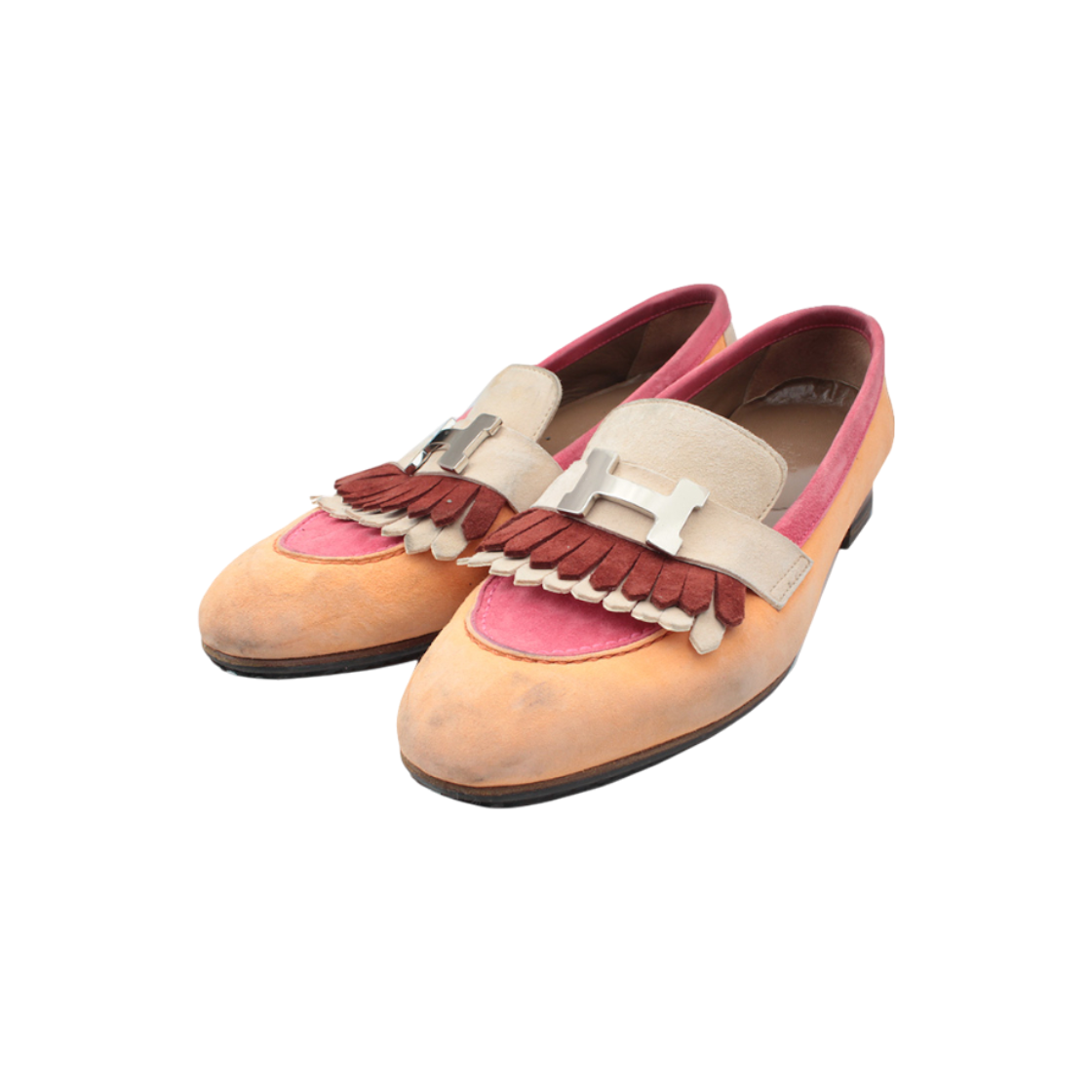 ITBIHV9S73B5 Hermes Multicolor Suede Tassel Loafers Size 36.5
