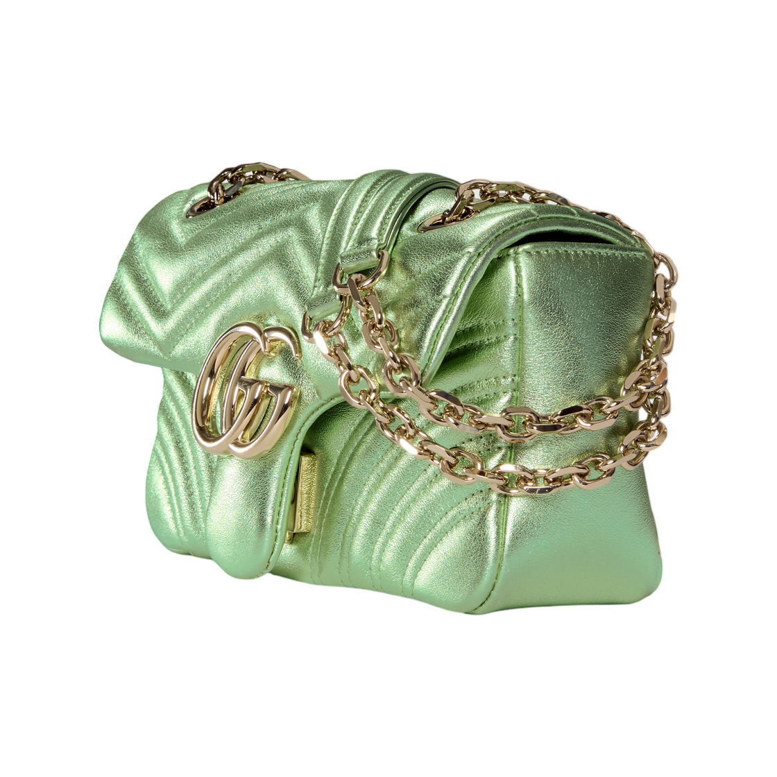 구찌 GG 마몽 스몰 숄더백 페일 그린 라메(Gucci GG Marmont Small Shoulder Bag Pale Green Lame) - 2