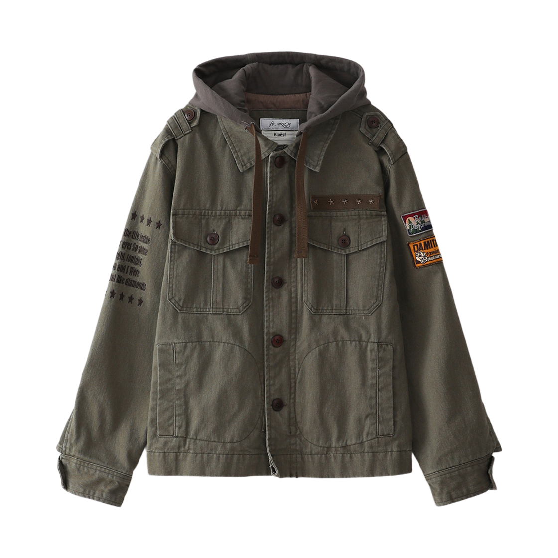 블루 선플라워 빈티지 워시드 후드 자켓(Blue Sunflower Vintage Washed Hooded Jacket)