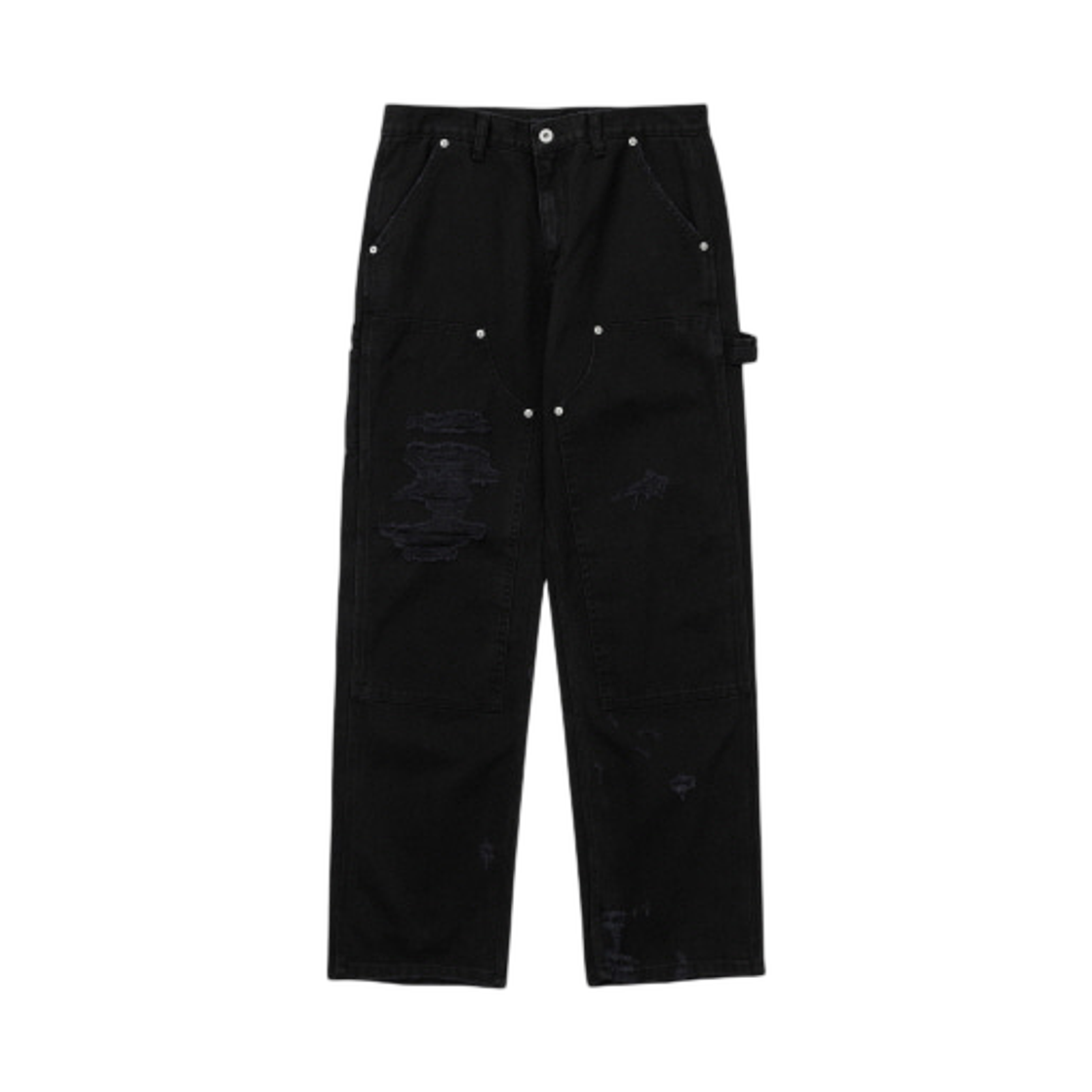 - HTAE 80's Damged Double Knee Pants Black Fade