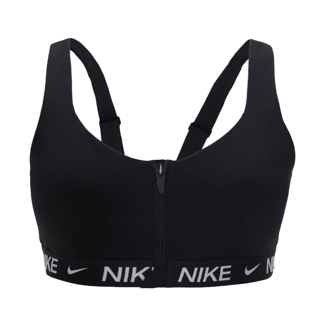 (W) 나이키 인디 하이 서포트 패드 프론트 집 스포츠 브라 블랙 - 아시아((W) Nike Indy High Support Padded Front Zip Sports Bra Black - Asia)