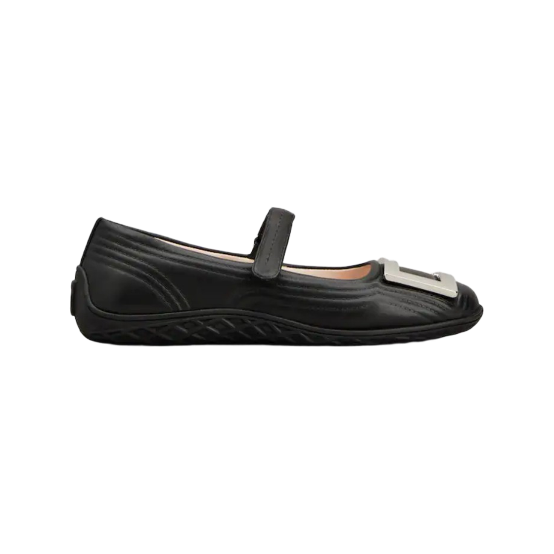 (W) 로저 비비에 레더 비브 로우 메리 제인 블랙((W) Roger Vivier Viv Low Mary Janes in Leather Black)
