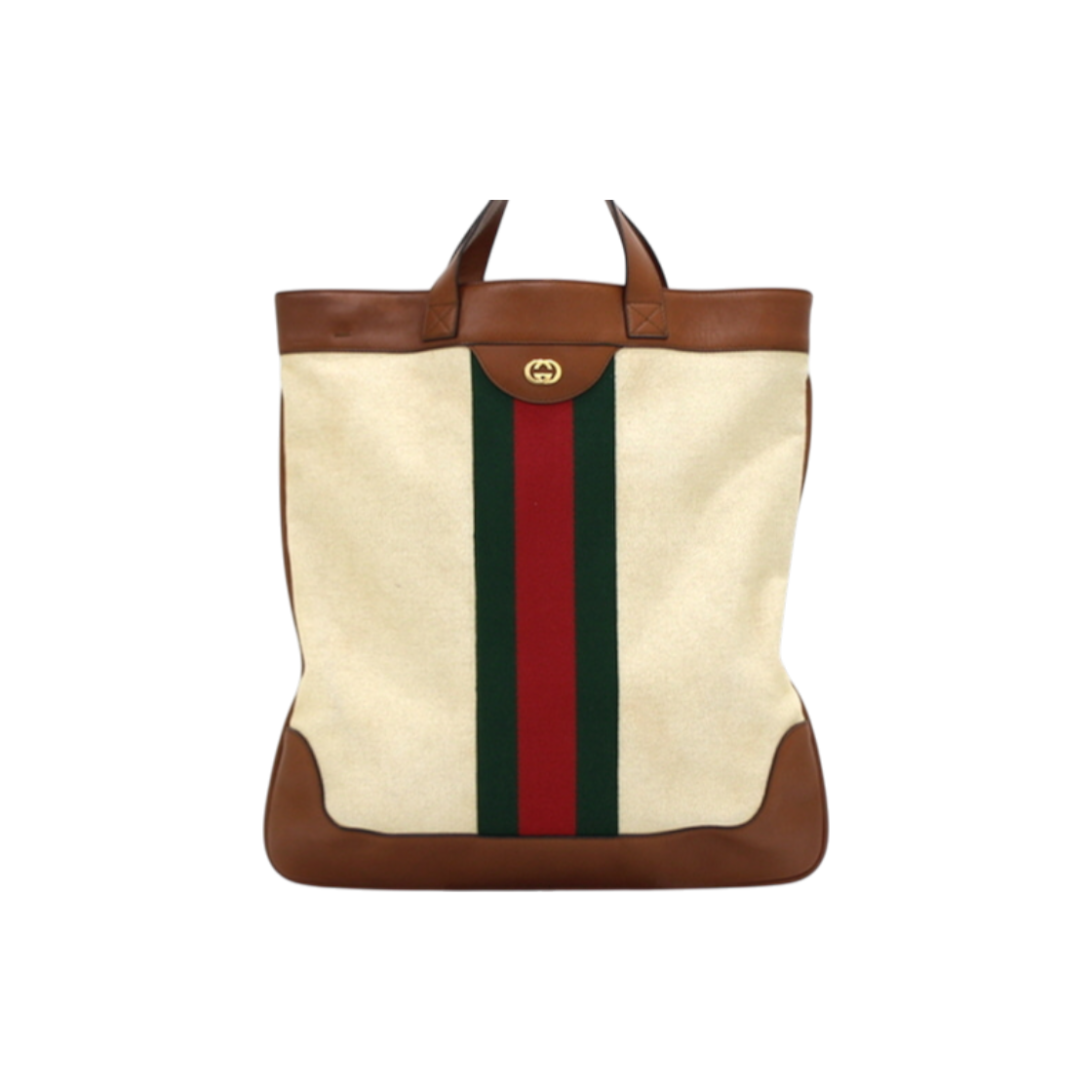 IT2I3KDWF6P8 Gucci 575067 Web Classic Canvas GG Logo Large Tote Bag AA35691