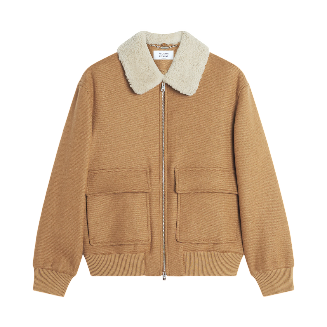 PM02140WM2030-0299 Maison Kitsune Shearling Collar Jacket Ginger Brown