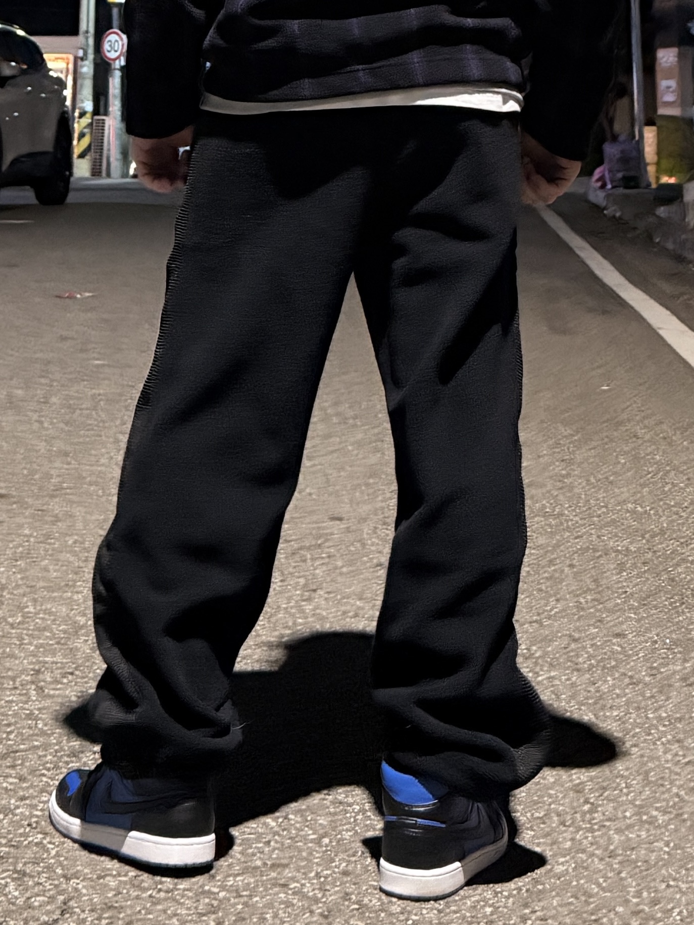 Uniqlo x Needles Fleece Wide Pants Black - KR 착용 스타일