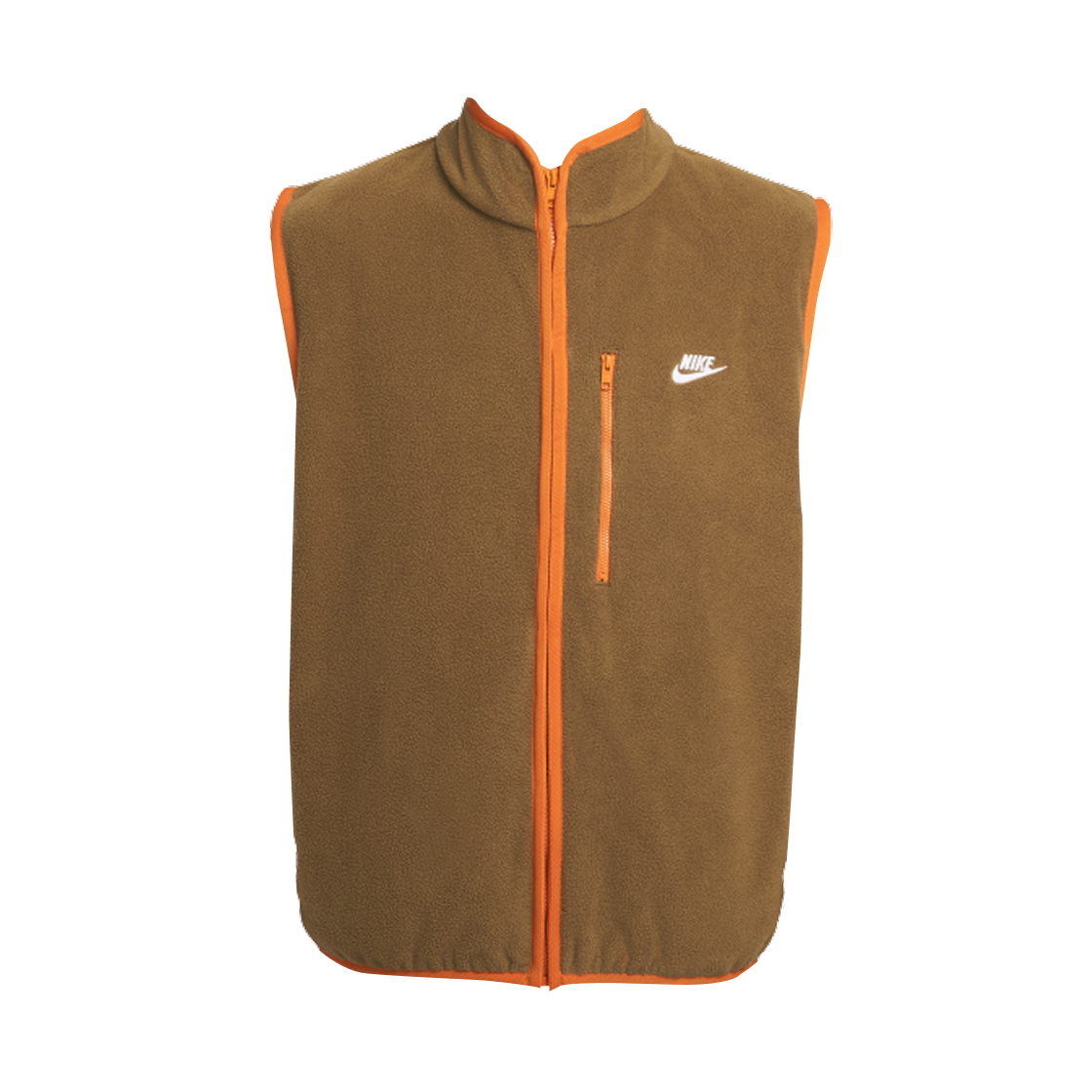 HV1447-235 Nike NSW Club Winterized Vest Mosswood Brown Campfire Orange - Asia