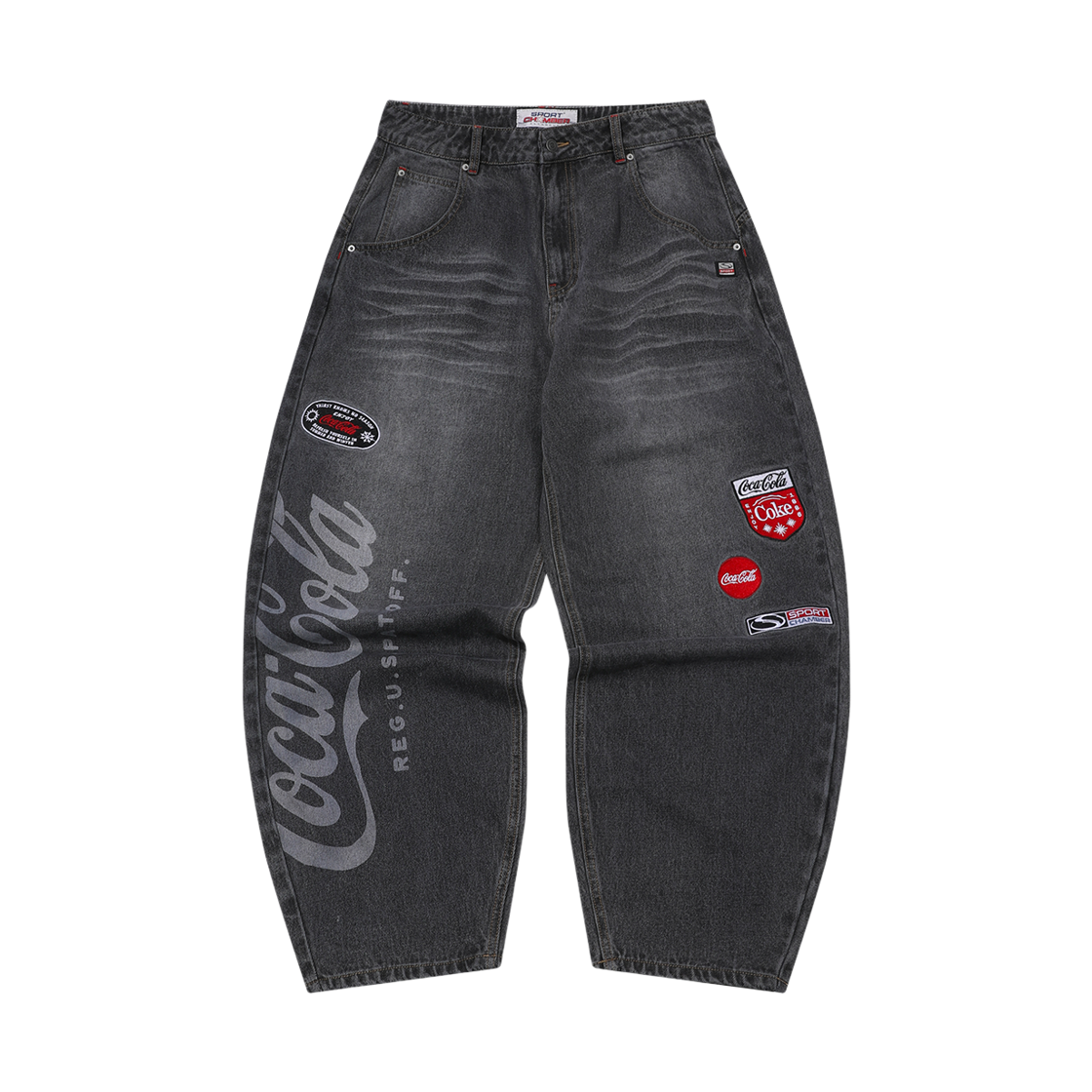 스포츠챔버 x 코카콜라 벌룬 데님 팬츠 블랙(SPORT CHAMBER x Coca-Cola Balloon Denim Pants Black)