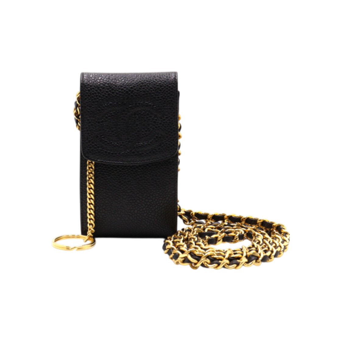 샤넬 타임리스CC 캐비어 카프스킨 빈티지 폰케이스 금장체인 크로스백 aa38709(Chanel Timeless CC Caviar Calfskin Vintage Phone Case with Gold Chain Crossbody Bag AA38709) - 1