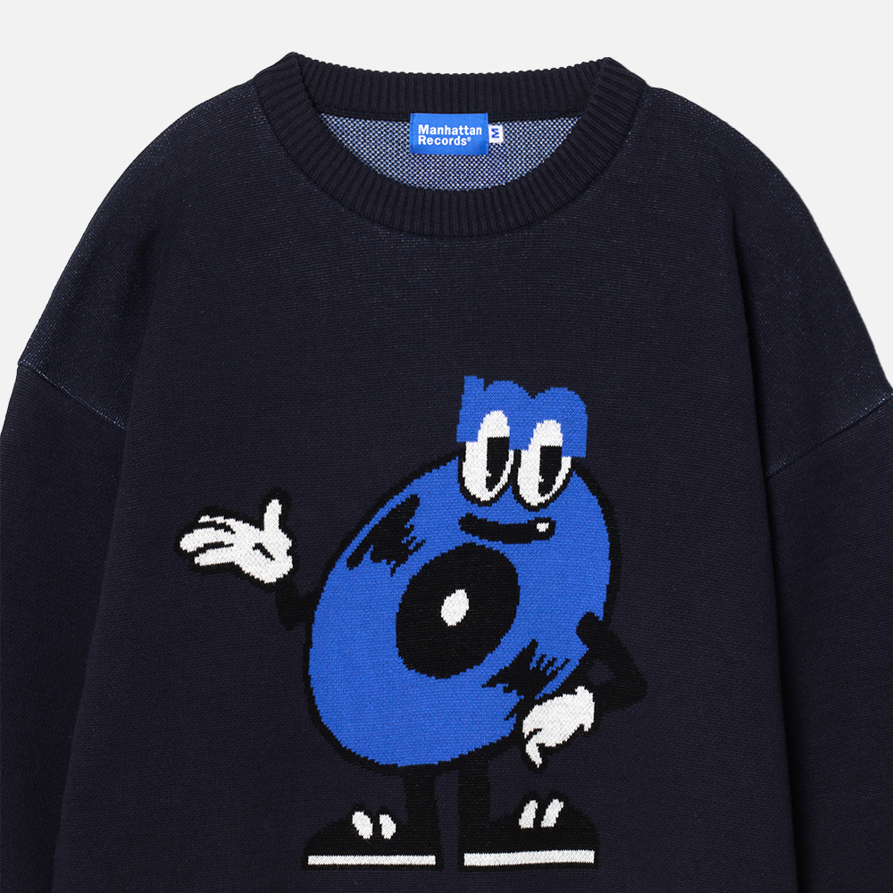맨하탄 레코즈 엠 캐릭터 니트웨어 - 네이비(Manhattan Records M Character Knitwear - Navy) - 3