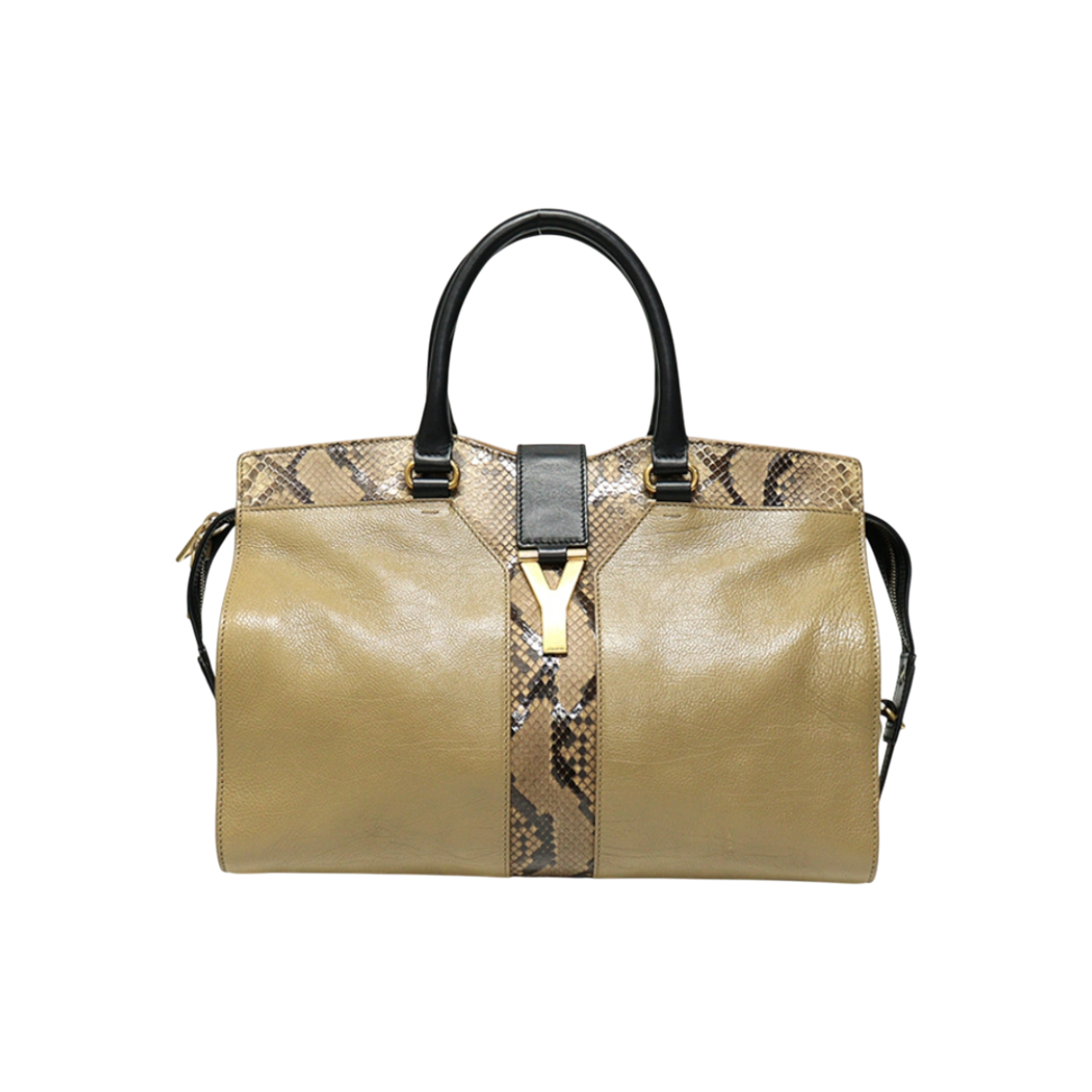 생로랑 279079 브라운 카프스킨 파이톤 금장 카바시크 미디움 토트백(Saint Laurent Brown Calfskin Python Gold Hardware Cabas Chic Medium Tote Bag) - 1