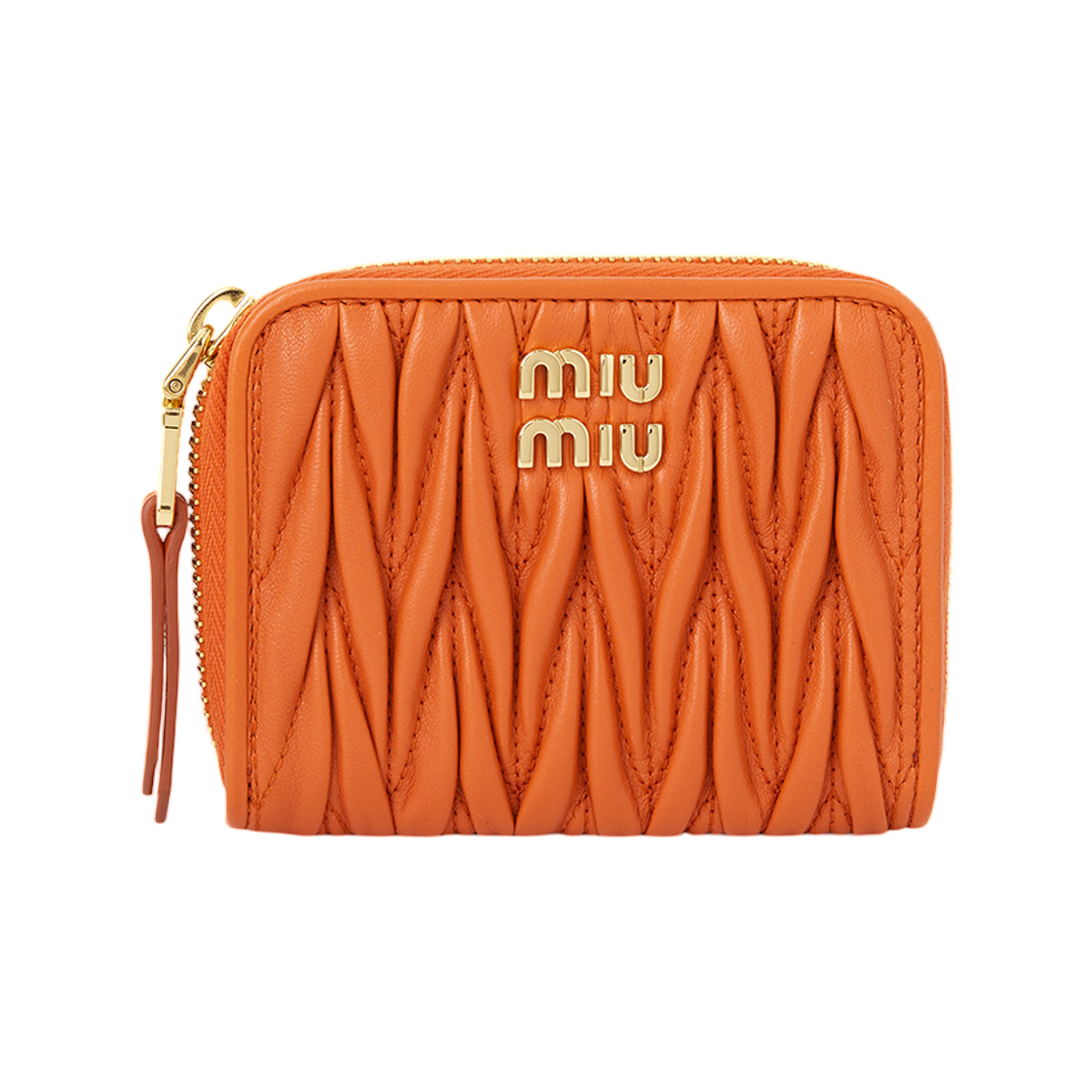 5MM268-AFPP-F0049 Miu Miu Matelasse Card Holder Wallet Orange