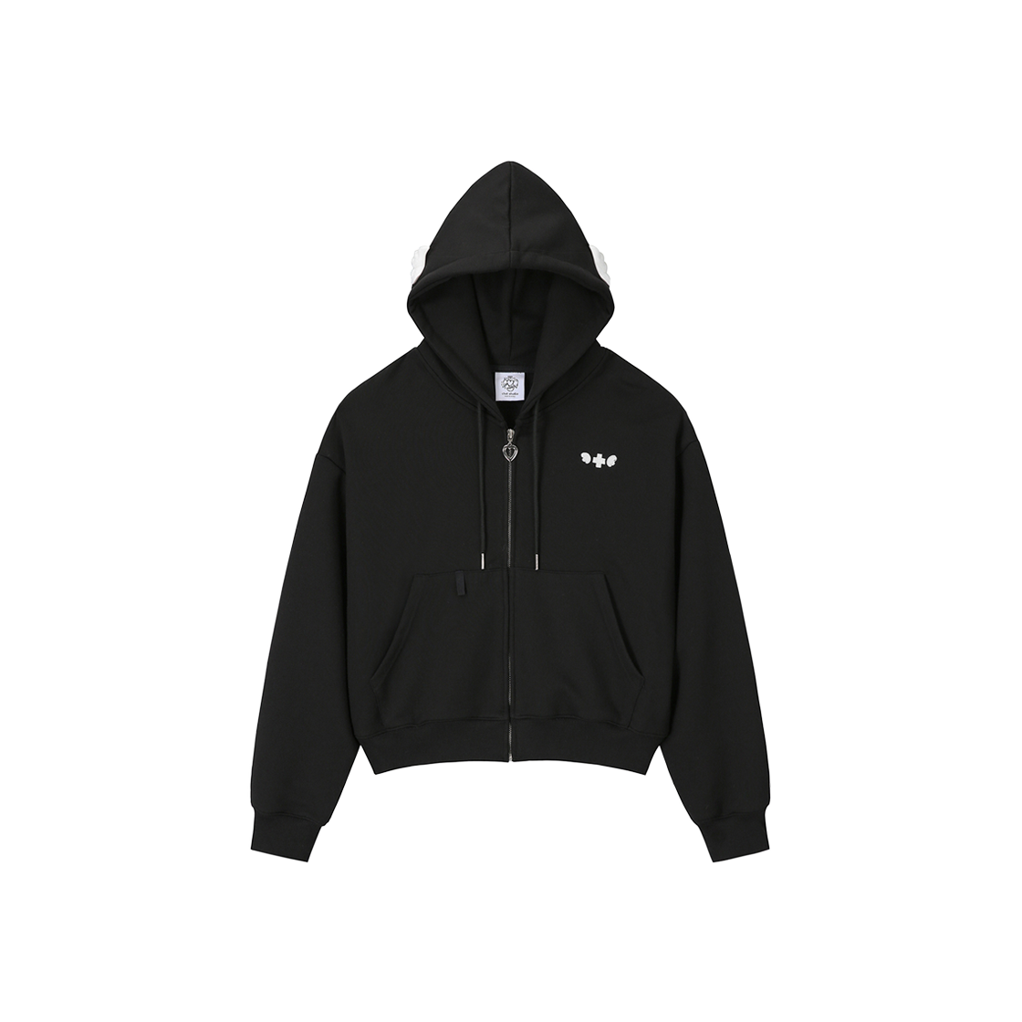 25FW08AB Clut Studio Angel Wing Zip-Up Hoodie Black