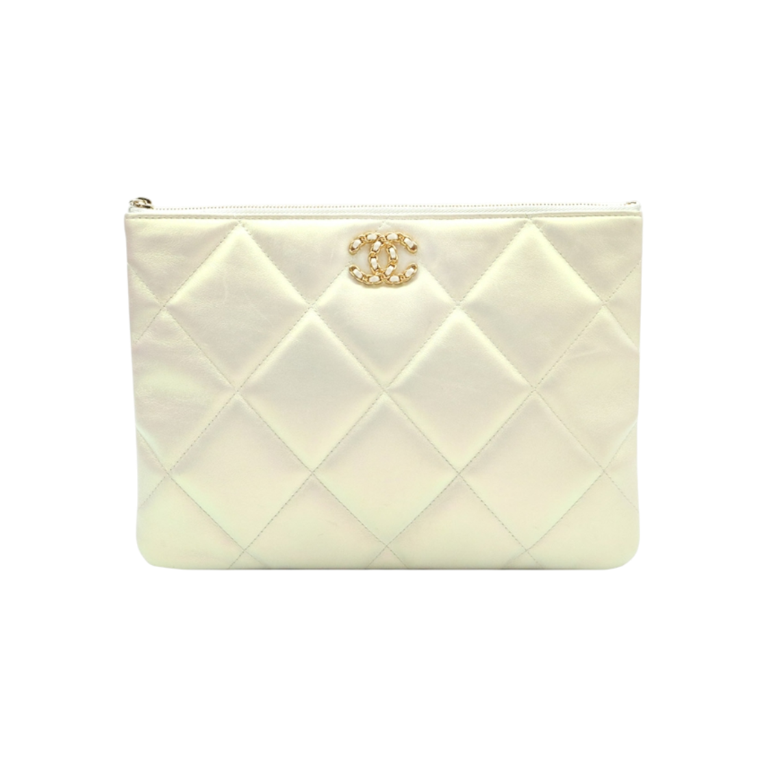 샤넬 AP0951 화이트 오팔 램스킨 샤넬19 나인틴 뉴미듐 클러치 (30번대)(CHANEL 19 Medium Clutch in White Opal Lambskin)