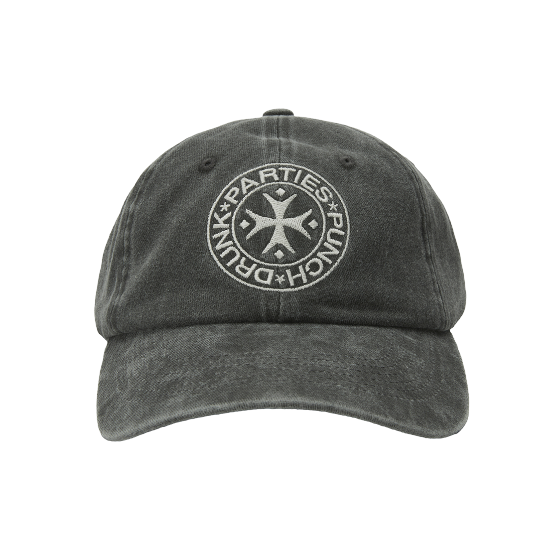 펀치 드렁크 파티즈 서클 로고 워시드 볼캡 차콜(Punch Drunk Parties Circle Logo Washed Ball Cap Charcoal)
