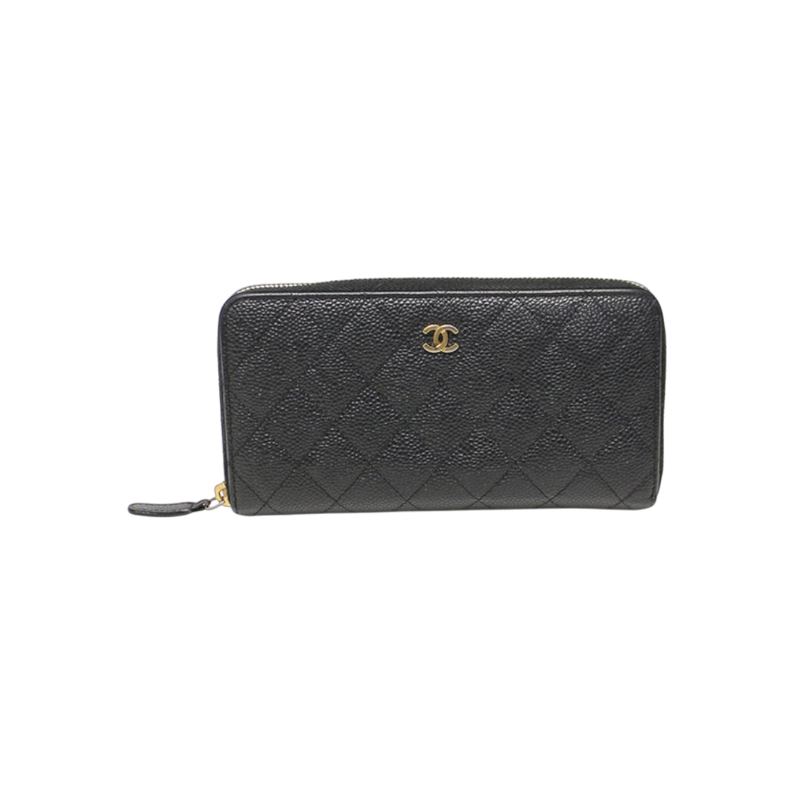 IT3RMQR43WAU Chanel A50097 Black Caviar Leather Gold CC Logo Zip Wallet (16 Series)