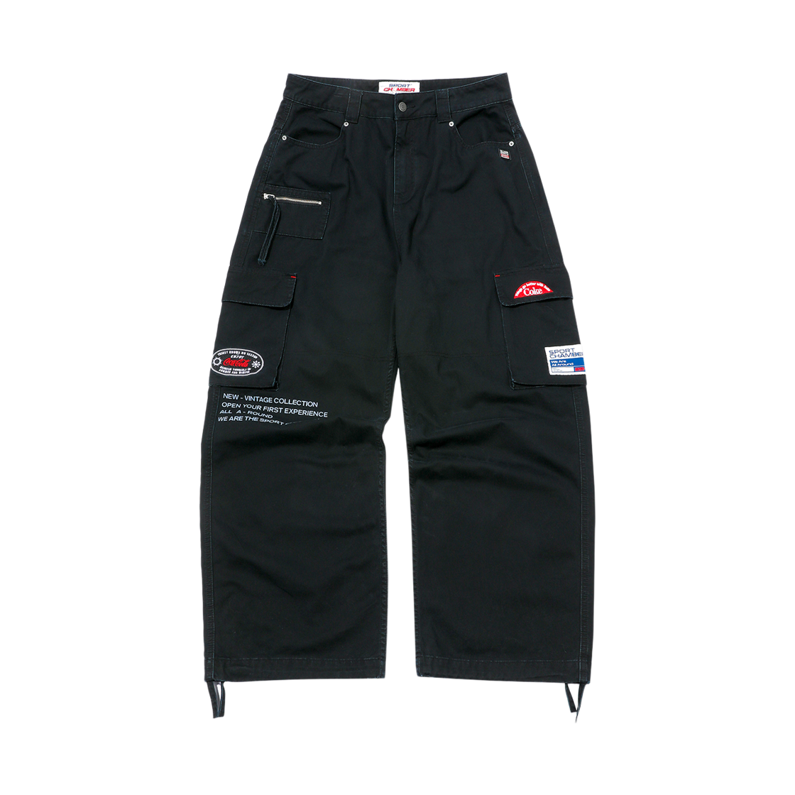 [트리플적립] 스포츠챔버 x 코카콜라 카고 팬츠 블랙([트리플적립] SPORT CHAMBER x Coca-Cola Cargo Pants Black)