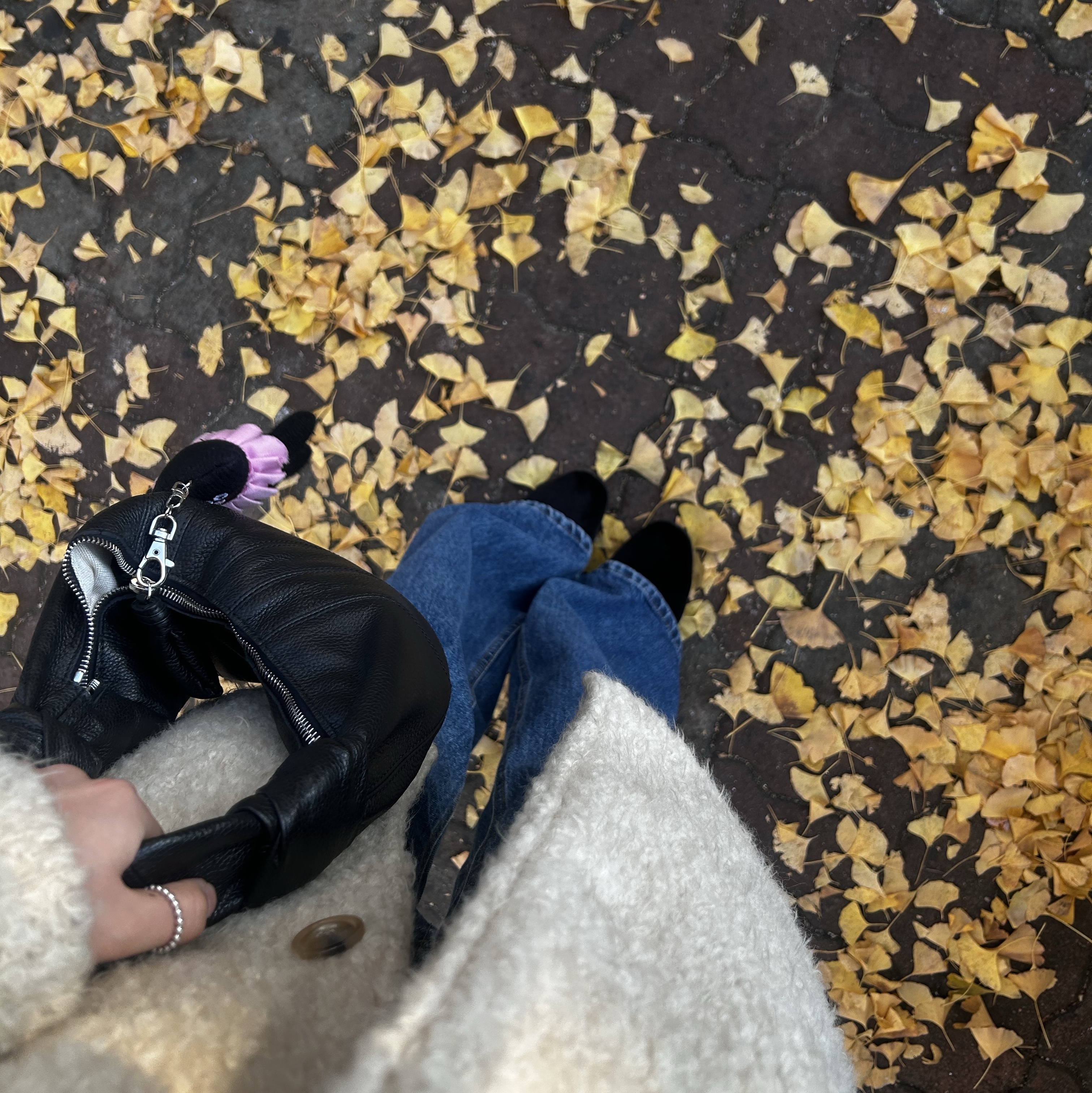 Lemaire Mini Fortune Croissant Bag Soft Grained Leather Black 착용 스타일