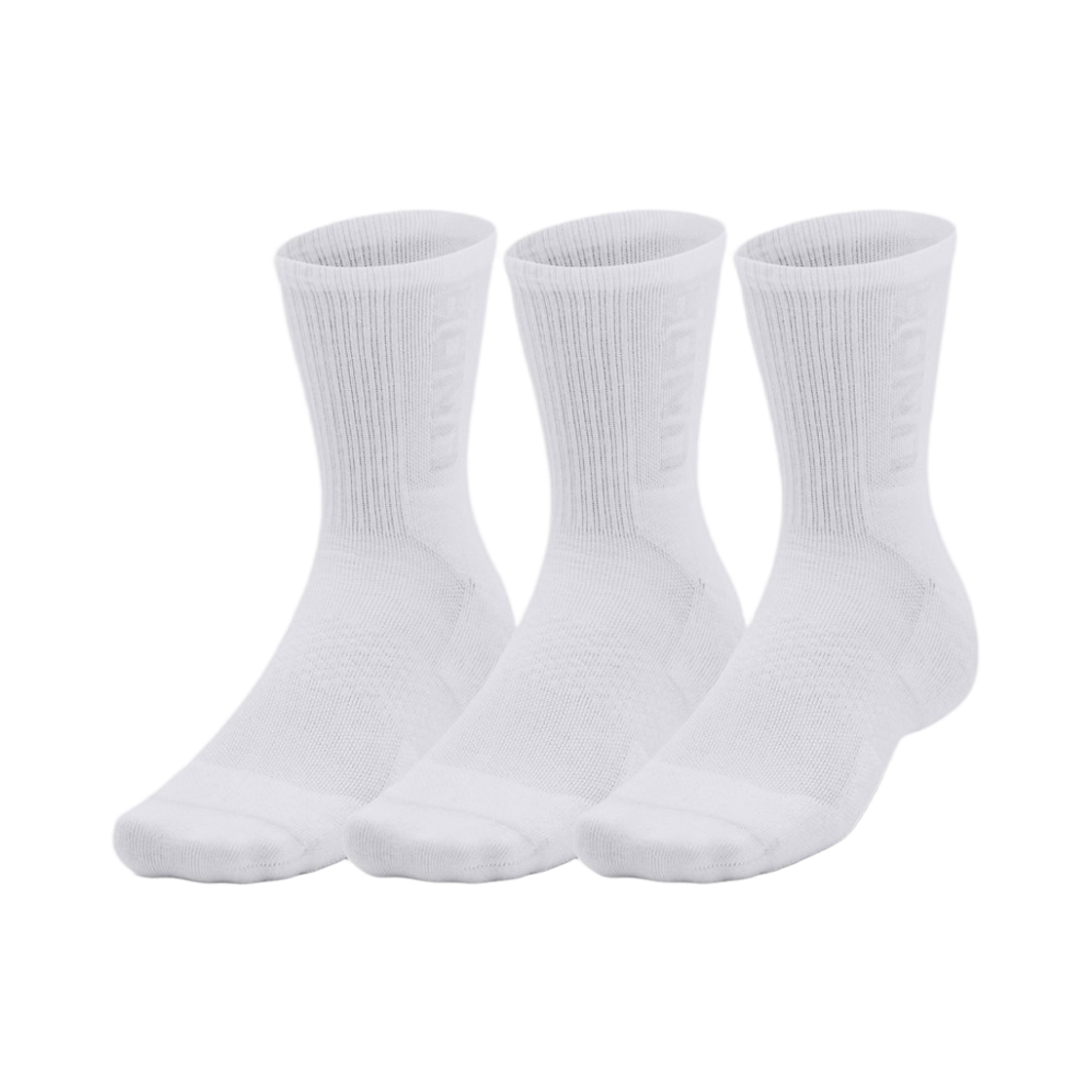 언더아머 UA 3-메이커 미드 크루 삭스 화이트 모드 그레이 (3개입)(Under Armour UA 3-Maker Mid Crew Socks White Mod Gray (3 Pack))