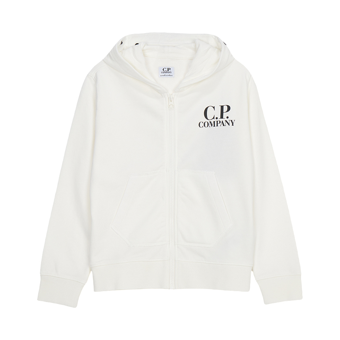 (키즈) C.P. 컴퍼니 후드 집업 화이트 - 25SS((Kids) C.P. Company Hood Zip Up White - 25SS)