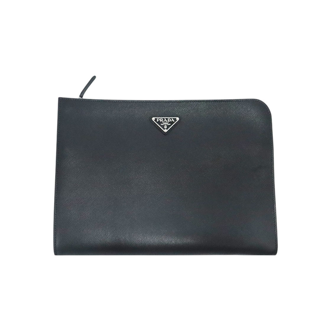 프라다 2VN003 블랙 사피아노 은장 트라이앵글 로고 파우치 클러치(Prada 2VN003 Black Saffiano Silver Triangle Logo Pouch Clutch) - 1