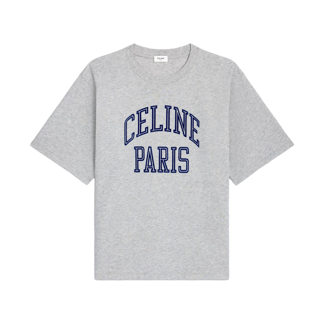 RX0CD507Z-GBC6 (W) Celine Loose T-Shirt in Cotton Jersey Vintage Grey Melange Navy