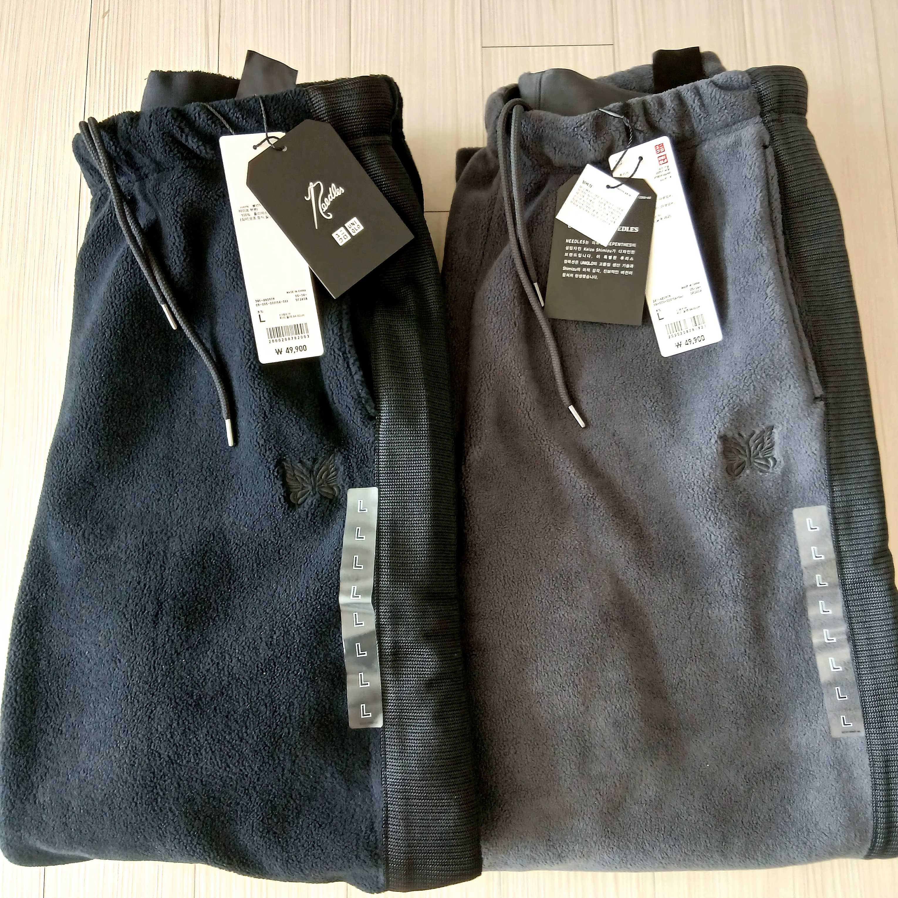Uniqlo x Needles Fleece Wide Pants Black - KR, Uniqlo x Needles Fleece Wide Pants Dark Gray - KR 착용 스타일 - 2